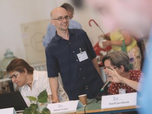 Dániel Fehér at the basic income expert workshop in Ljubljana (21 July 2017)